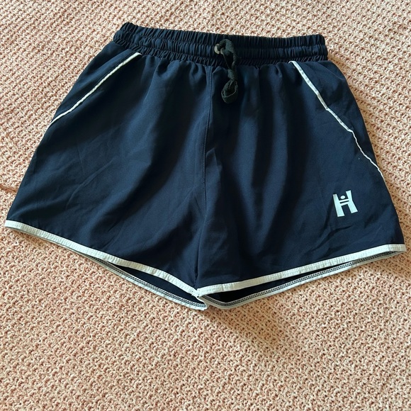 Navy and white shorts with drawstring waist. - Picture 2 of 3